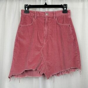 Zara Corduroy Mini Skirt Small Pink Asymmetric Raw Hem Fairy Grunge Festival
